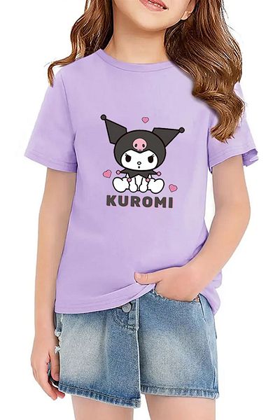 MYADA Tricou pentru copii cu imprimeu Kuromi cu inimă drăguță 23447
