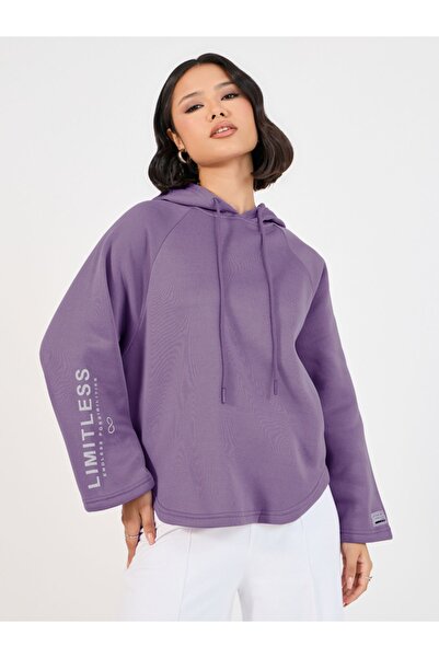 Styli Slogan Print Flared Sleeves Hoodie