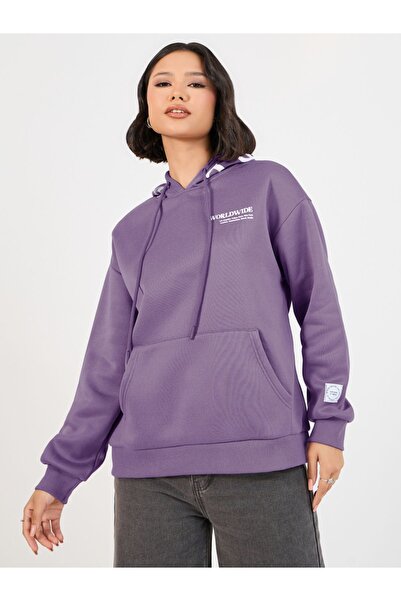 Styli Longline Printed Hoodie with Front Pocket