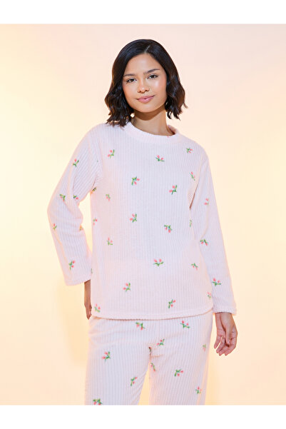 Take Two By Styli Floral Print Fleece Top & Pyjama Set