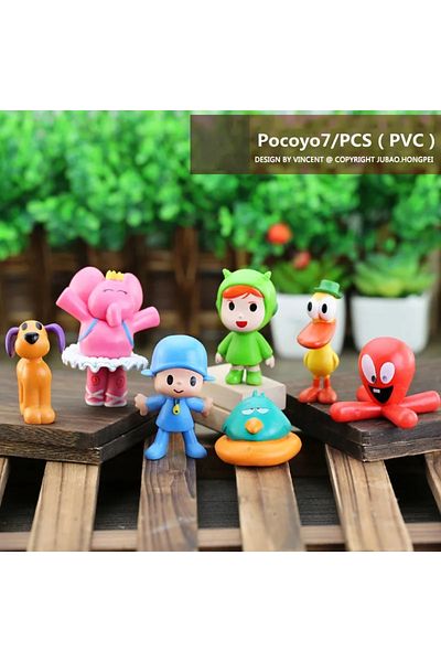 YTYIN 7pcs 2023 new small P Youyou ornaments Pocoyo doll cake baking hand-made toys doll room decoration k