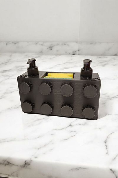 Maflen Πολύχρωμο Brick Block Special Design Διπλό Σετ Διανομέα Σαπουνιού και Organizer Μαύρο