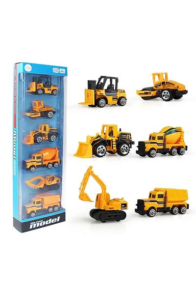 Choice 6pcs set 6pcs/set Kid Mini Alloy Toys Car Classic Construction Model Car Simulated Sliding Engineeri