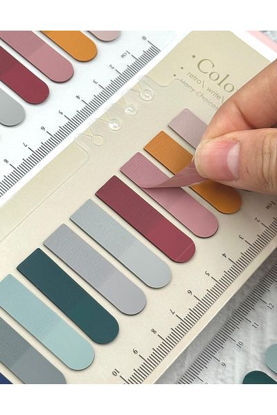 ZeCo Collection 10 Color Ruled Retro Dark Tones Oval Edge Transparent Pet Index Sticker/Index Sticker/Post-It