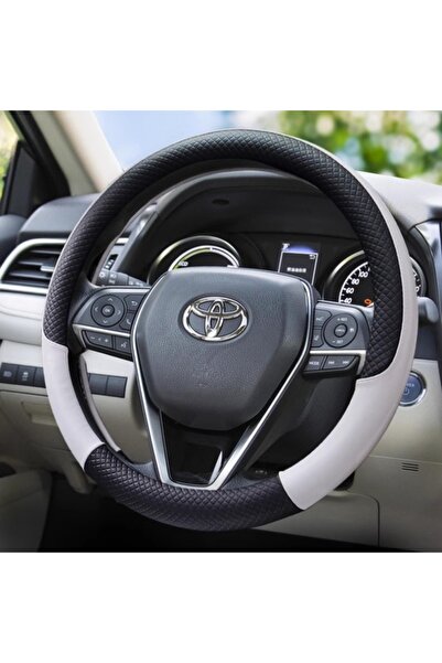 Choice غطاء عجلة قيادة السيارة المتين المضاد للانزلاق من الألياف الدقيقة والجلد باللون الأبيض، غطاء عجلة قيادة عالمي