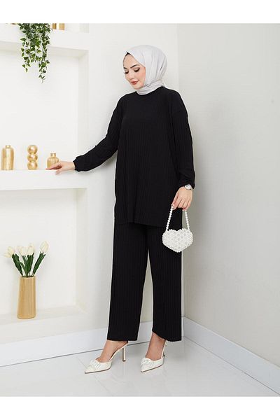 PALME D'OR Women's Standard Size Pleated Tunic Trousers Suit