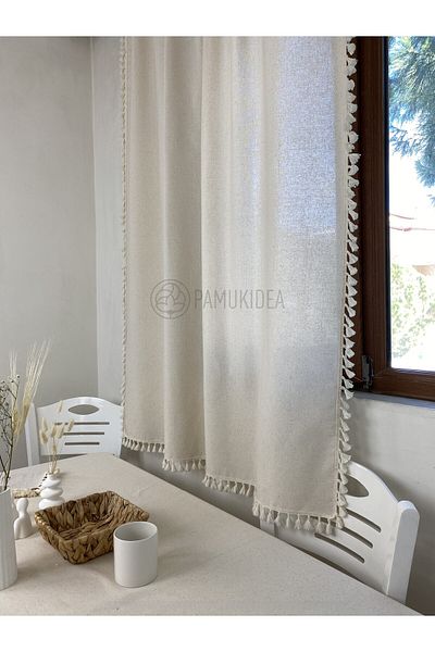pamukidea 100% βαμβακερό Vintage κρέμα με φούντα κουρτίνα αντηλιακό φόντο (πιο X μέγεθος)
