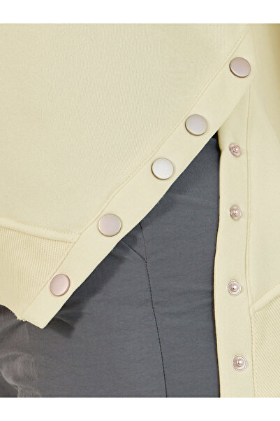 Styli Dropped Shoulder Printed Sweatshirt with Button Detail