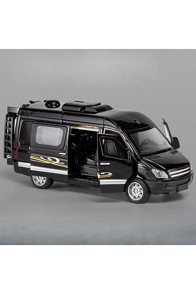 Choice Black 1/32 Business Purpose Vehicle RV Toy Car Model Alloy Diecast Sound Light Pull Back Function To