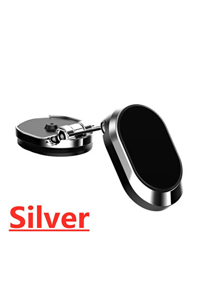 Choice حامل هاتف مغناطيسي معدني فضي للسيارة قابل للطي، حامل هاتف محمول مغناطي...