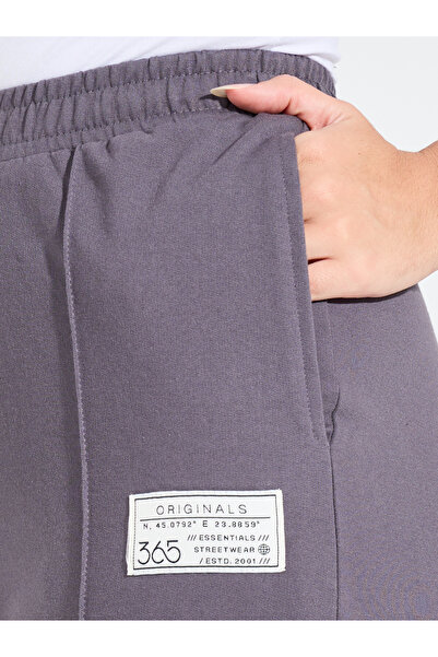 Styli High Waisted Wide Leg Pintuck Jogger with Badge Detail