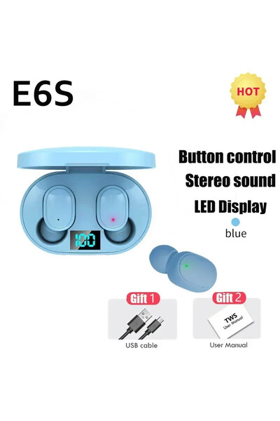 Choice سماعات أذن بلوتوث TWS E6S من Blue TWS سماعة رأس لاسلكية بتقنية البلوتو...