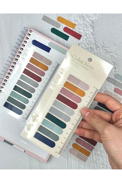ZeCo Collection 10 Color Ruled Retro Dark Tones Oval Edge Transparent Pet Index Sticker/Index Sticker/Post-It