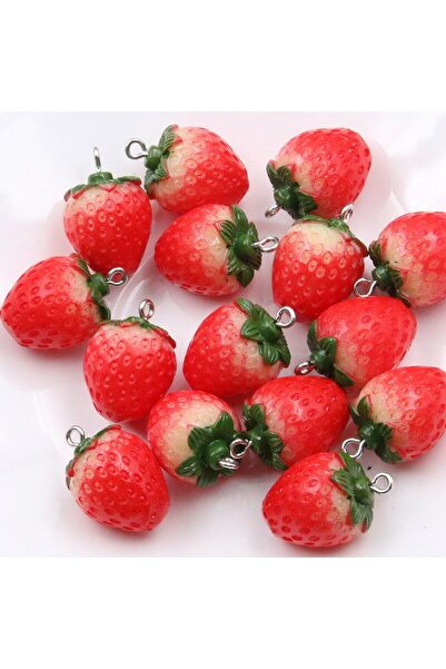 Choice 10 قطع من 10 قطع من حلي على شكل فراولة مقلدة من الراتينج لسلاسل المفات...