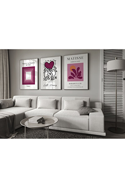 POSTER Matisse Modern 3lü poster seti, Mor 3 adet Matisse poster ÇERÇEVESİZ