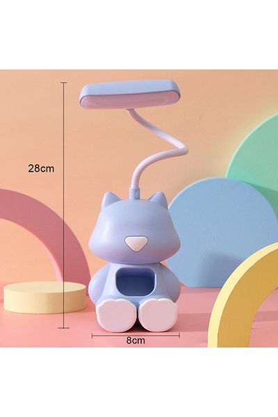 lyfs Blue Creative Cute Cat Flexible Led Study Desk Lamp with Phone Holder Bedside Color Adjust Table Lam