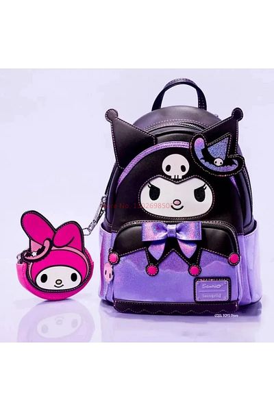 Choice A New Sanrio Loungefly Series Purple Kuromi My Melody Backpack Pu Material Mini Creative Casual Bac.