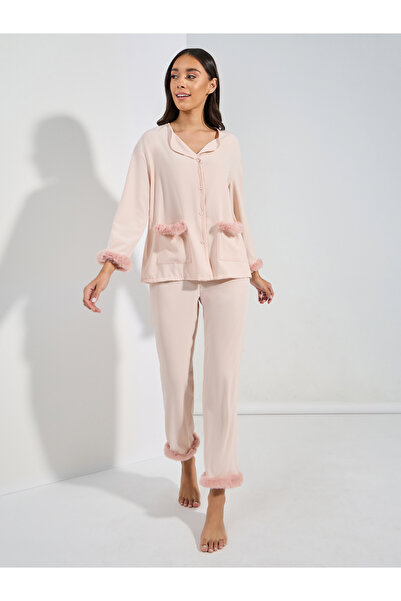 Styli طقم من الصوف بأزرار من خلال القميص والبيجامة