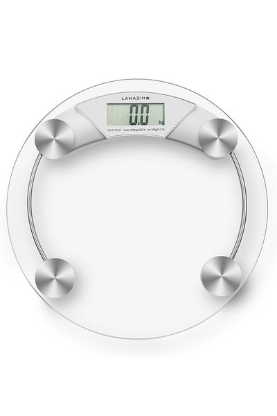 Lawazim Round Glass Digital Full Size Body Scale - Up To 150Kg Electronic Bathroom Weight Scale