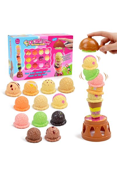 GGbell 1 box Children's Ice Cream Stacking Games Simulated Food Stack Up Play Kids Kitchen Pretend Play Toy