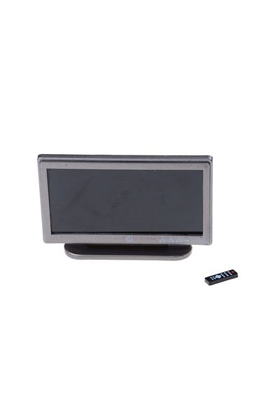 Choice as pic Newest Dollhouse Miniature Wide Screen Television Flat-Panel LCD TV Remote Gray Classic Prete