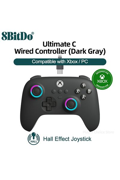 Choice Dark Gray 8bitdo Ultimate C Wired Xbox Controller Gamepads Pc Xbox Series X S, Xbox One Rgb Light Fi