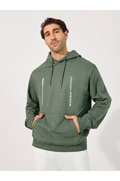 Styli Minimal Front Statement Print Relaxed Fit Hoodie