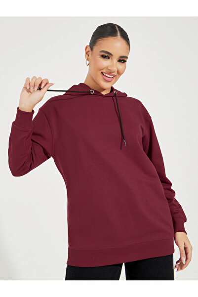 Styli هودي طويل بقصّة عادية سادة