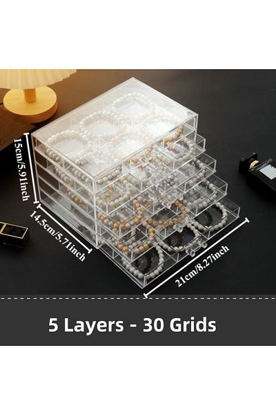 Choice 5 Layers Earrings Organizer, 5 Drawer Jewelry Organizer, Acrylic Jewelry Organizer, Stand Compartmen