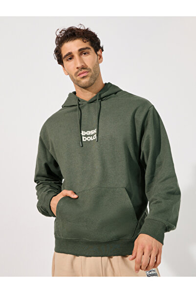 Styli Minimal Chest Print Relaxed Fit Hoodie