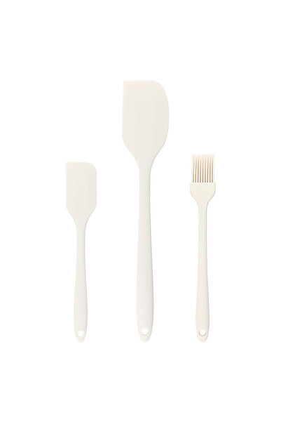 Choice 3Set-Beige1 مجموعة خبز المطبخ المكونة من 3 قطع، ملعقة سيليكون، فرشاة زيت، ملعقة زبدة الخبز،