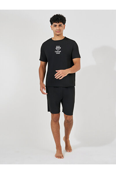 Styli Coffee Club Graphic Print T-Shirt & Solid Shorts Set