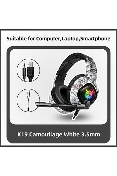 Choice Camouflage white ONIKUMA K19 Gaming Headset Headphones Wired Noise Cancelling Stereo Earphones With