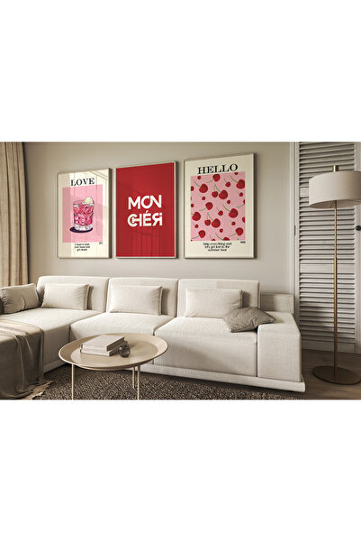 POSTER Mon cheri modern poster seti, 3lü poster seti ÇERÇEVESİZ