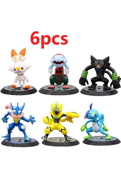 BANDAI Pokemon A Pokemon 6 Pcs/Set Anime Figure Pikachu 6-7cm Figure Charizard Blastoise Squirtle Bulbasaur