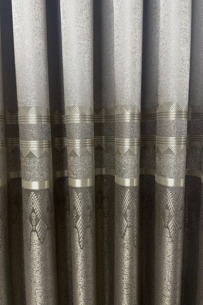 Cortibo Beige Background Curtain - 3 Close Pleated Board to Venice 1