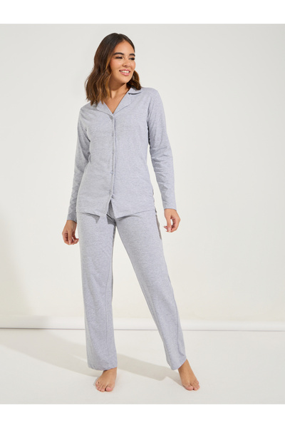 Styli Cotton Jersey Long Sleeves Shirt & Pyjama Set
