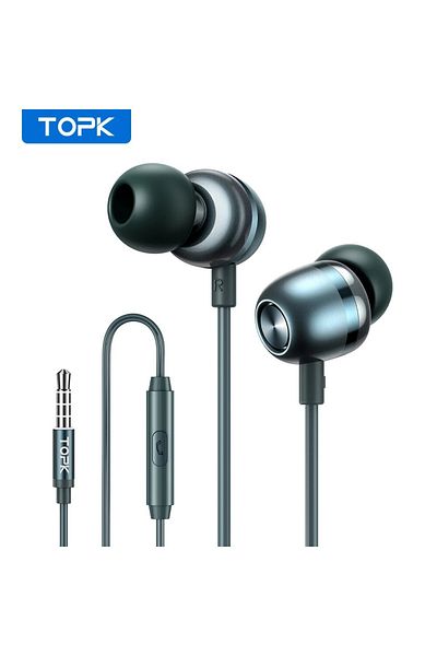 Choice سماعات أذن سلكية Green Topk مقاس 3.5 مم مزودة بميكروفون وسماعات أذن ستيريو باس