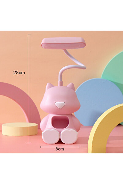 Choice مصباح مكتبي مرن على شكل قطة لطيفة مبتكرة باللون الوردي مع حامل للهاتف ...