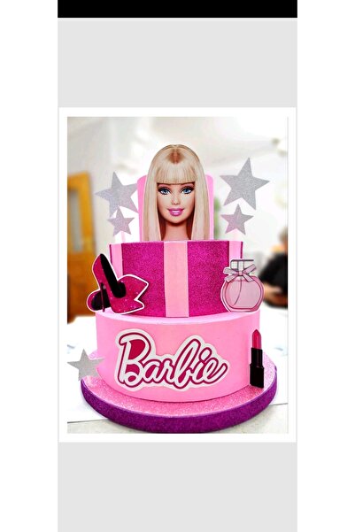 Butik Barbi Pasta kürdanı Doğum Günü Temalı Parti Süsleri 8 parça