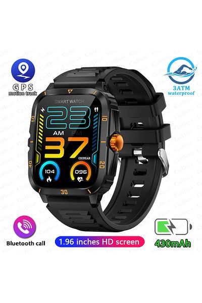 ChiBear Black silicone belt 2024 Outdoor Military 3ATM Waterproof Smart Watch Men 430mAh Battery Sports Fitn