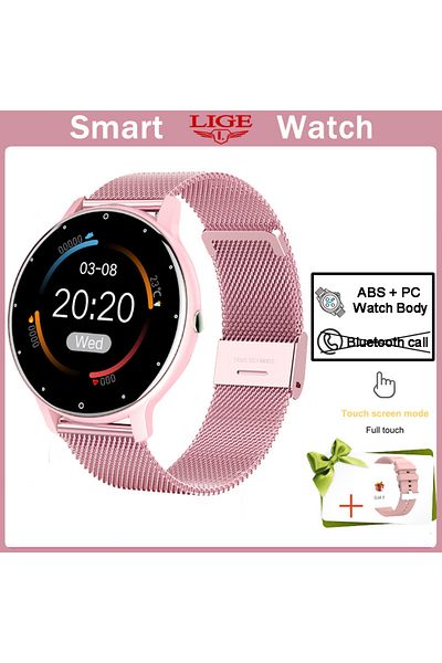 Choice Mesh belt Pink LIGE Ladies Smart Watch Bluetooth Call Watch Sport Fitness Heart Rate Monitor Blood O