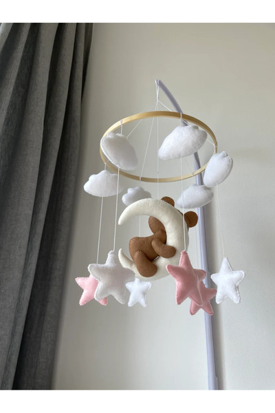 EFSBABY Bebek Beşiği Dönencesi Süsü  Eğitici Oyuncak Kahverengi Ayıcık