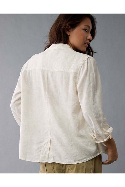 AMERICAN EAGLE AE Weekend Vibes Long-Sleeve Button-Up Shirt