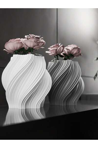 Atlas Lab 3D Baskı Spiral Vazo - Modern ve Minimalist Dekoratif Çiçeklik