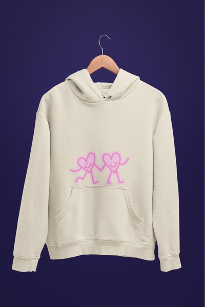 Butik Hanorac unisex cu mânecă lungă, cu 2 fire, CEP TOP HAND IN HAND HEARTS Transfer B cu imprimeu K cu glugă