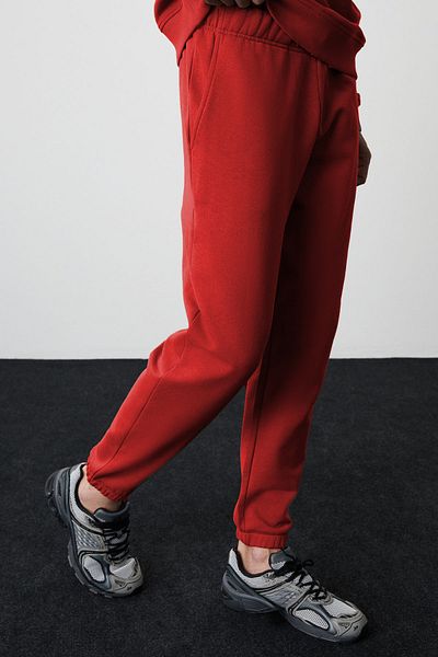 ruNadeS Red Unisex Standard Fit Regular Fit 3 Thread Pocket Comfortable Cotton Jogger Sweatpants
