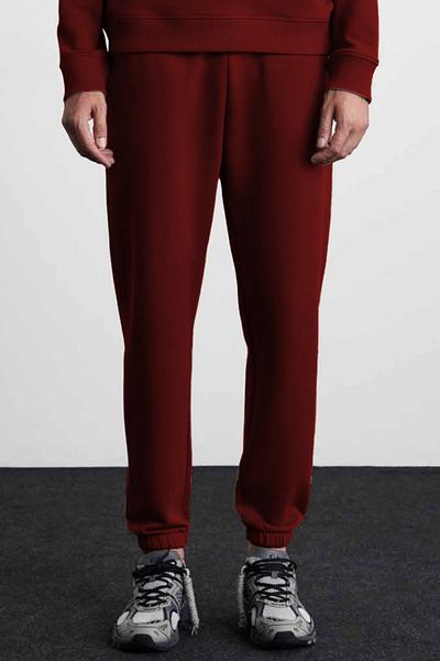 ruNadeS Ανδρικό μπορντό Basic Standard Fit Normal Cut 3 νημάτων Τσέπη Άνετο βαμβακερό Jogger Sweatpants