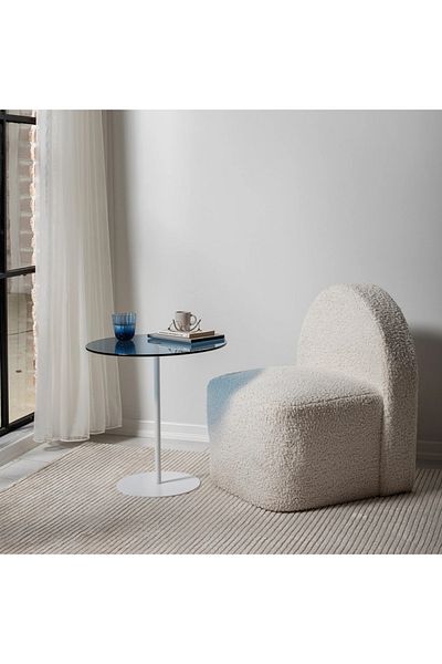 Generic Metal and glass side table 35x55 cm - white