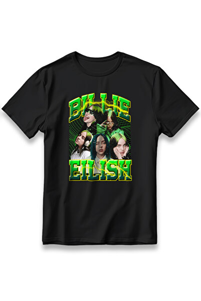 EZG Business Tricou unisex oversize Billie Eilish, 100% bumbac, cu broderie ș...